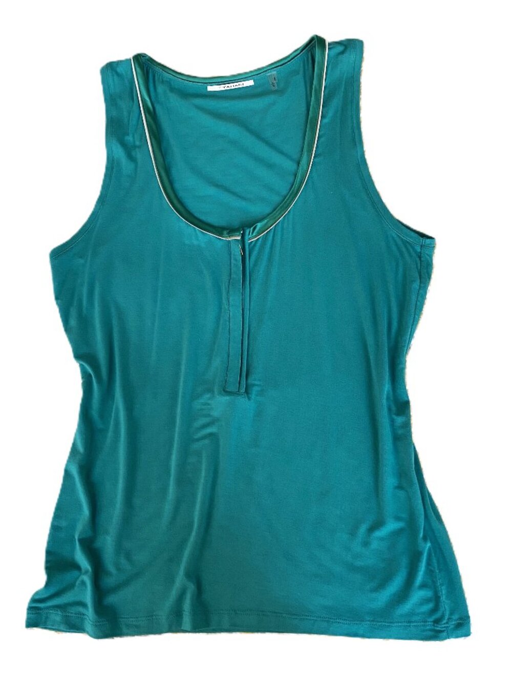 T Tahari Green Tank Top with zipper detail Size L